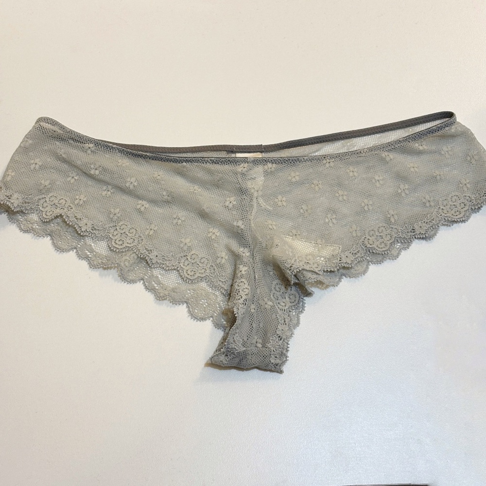 Gilly Hicks Light Gray Lace Sexy Cheeky Boy Short Undies Panties
